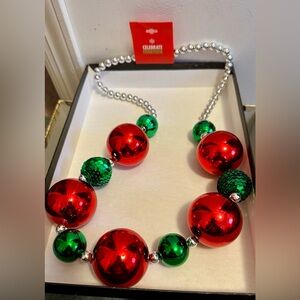 Celebrate Together Festive Large Red and Small Green Ornaments Necklace